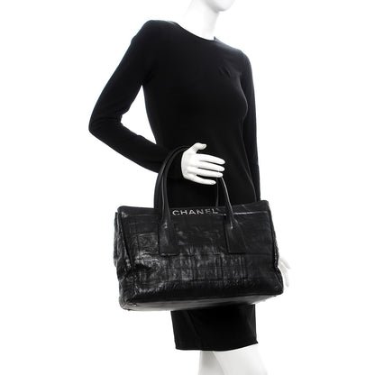 Chanel Lambskin Square Stitched Lax Shopping Tote Black 2 of 8
