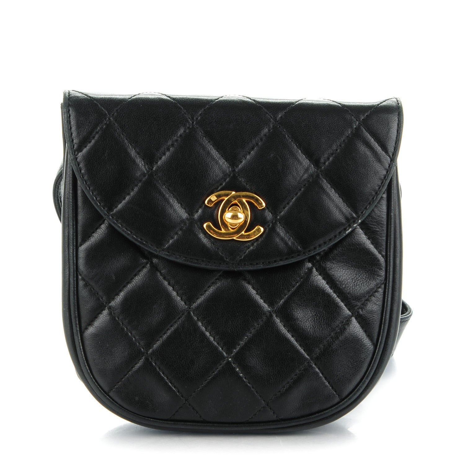 Chanel Lambskin Quilted Flap Waist Belt Bag 80 32 Black 1 of 12
