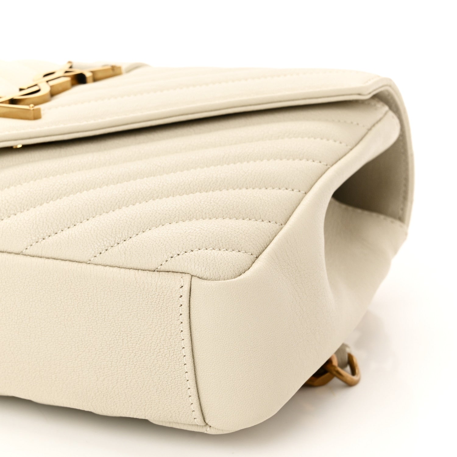Saint Laurent Sheepskin Matelasse Chevron Monogram Medium College Bag Crema Soft 10 of 11