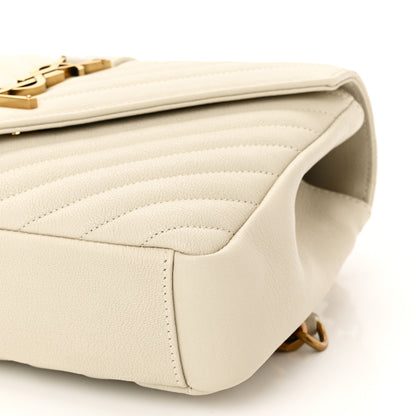 Saint Laurent Sheepskin Matelasse Chevron Monogram Medium College Bag Crema Soft 10 of 11
