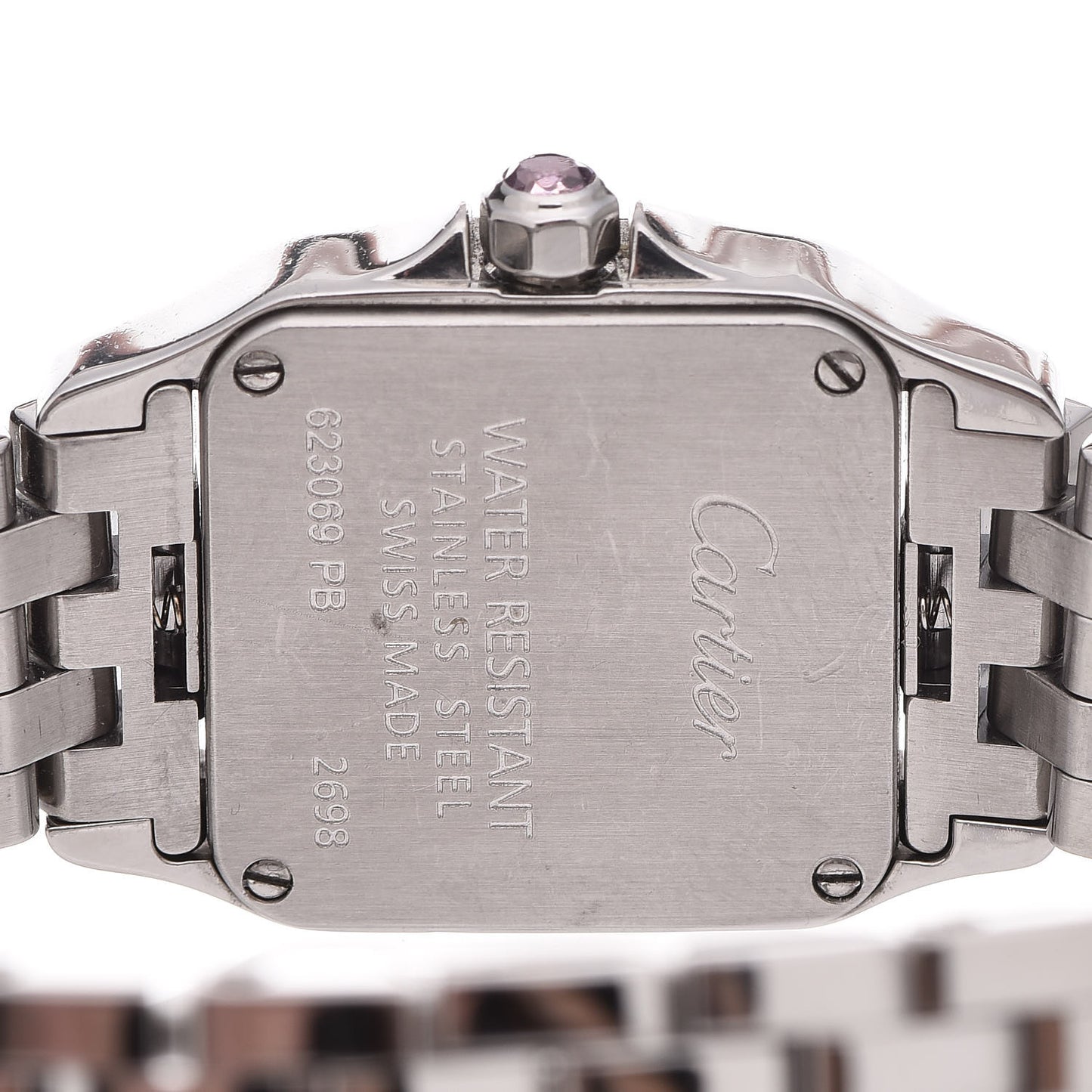 Stainless Steel Pink Mother of Pearl 20mm Santos Demoiselle Quartz Watch