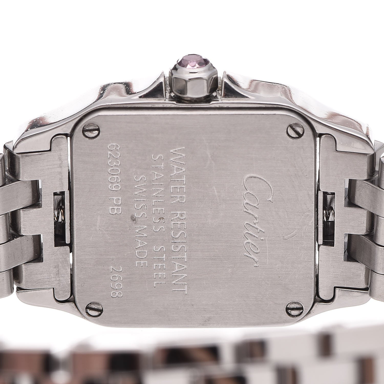 Cartier Stainless Steel Pink Mother of Pearl 20mm Santos Demoiselle Quartz Watch 5 of 8
