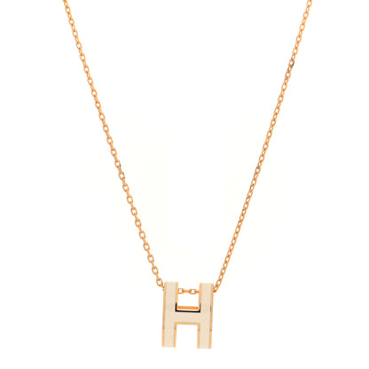 Hermes Lacquered Gold Pop H Pendant Necklace White 1 of 6