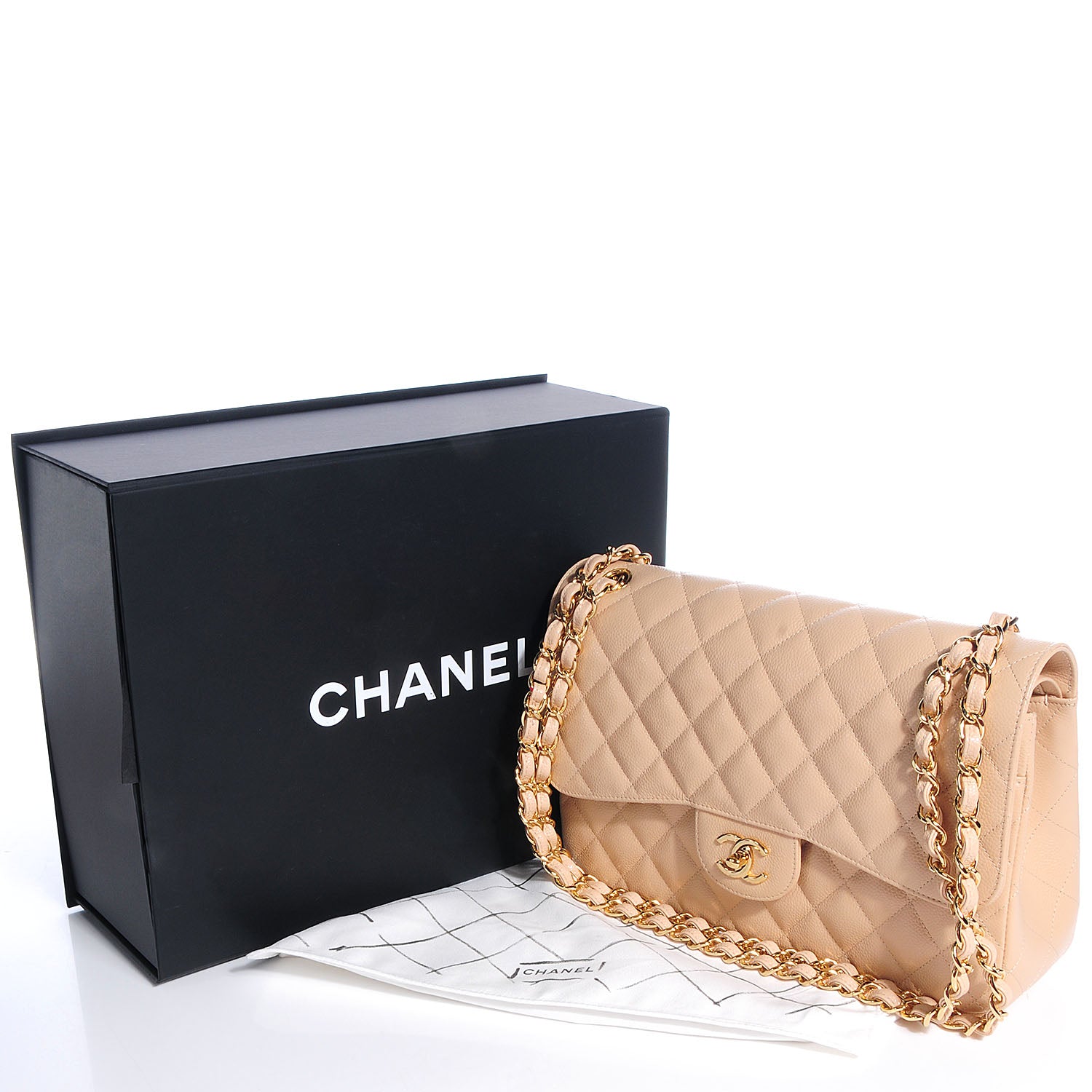 Chanel Caviar Jumbo Double Flap Beige Clair 5 of 9