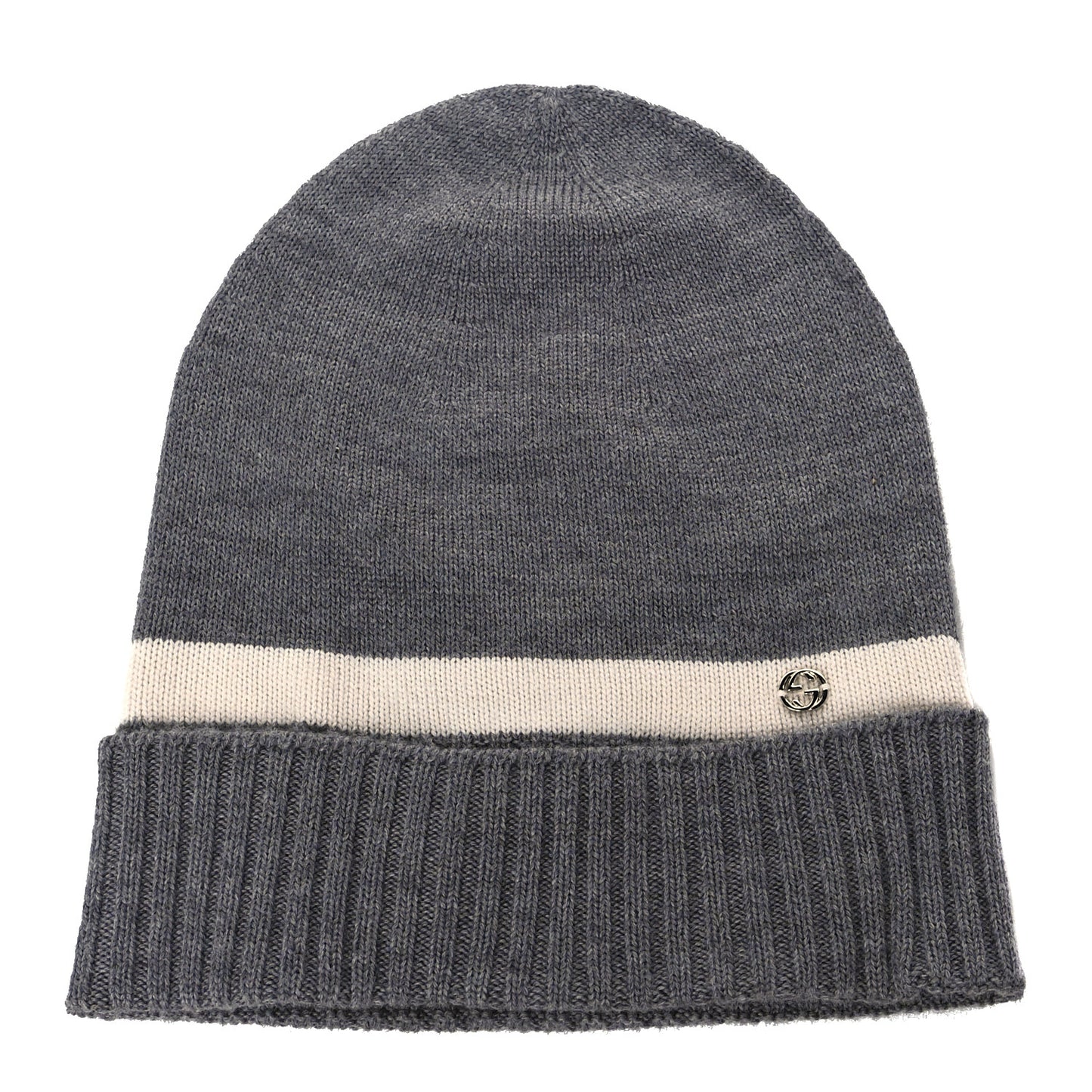 Wool Tricot Knit New Port Beanie Hat L Graphite Ivory