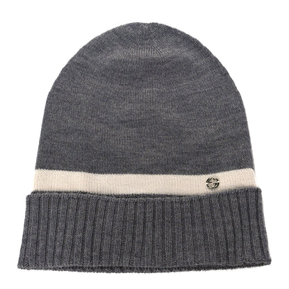 Gucci Wool Tricot Knit New Port Beanie Hat L Graphite Ivory 1 of 5