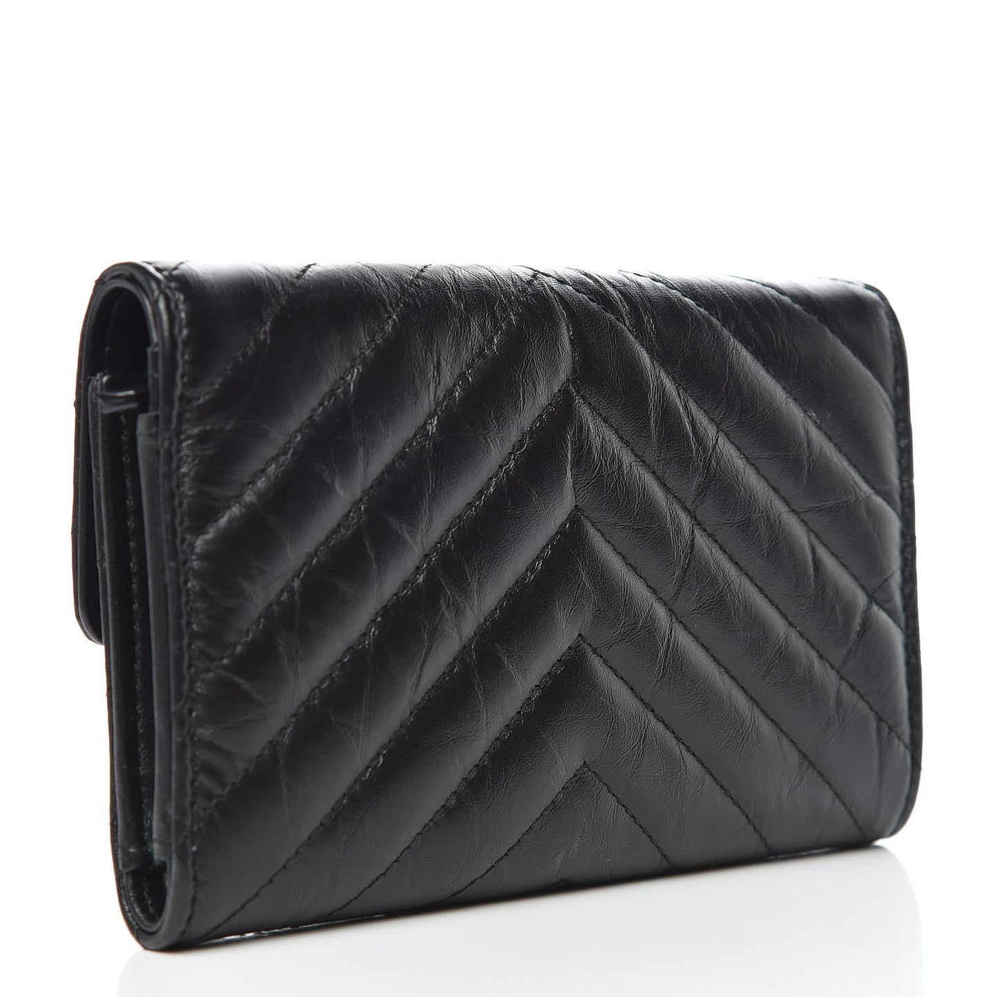 Aged Calfskin Chevron Quilted Reissue Medium Flap Wallet So Black