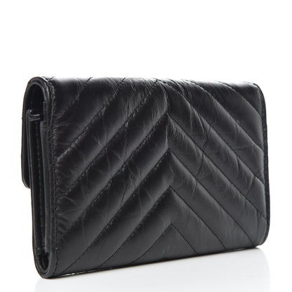 Chanel Aged Calfskin Chevron Quilted Reissue Medium Flap Wallet So Black 3 of 10