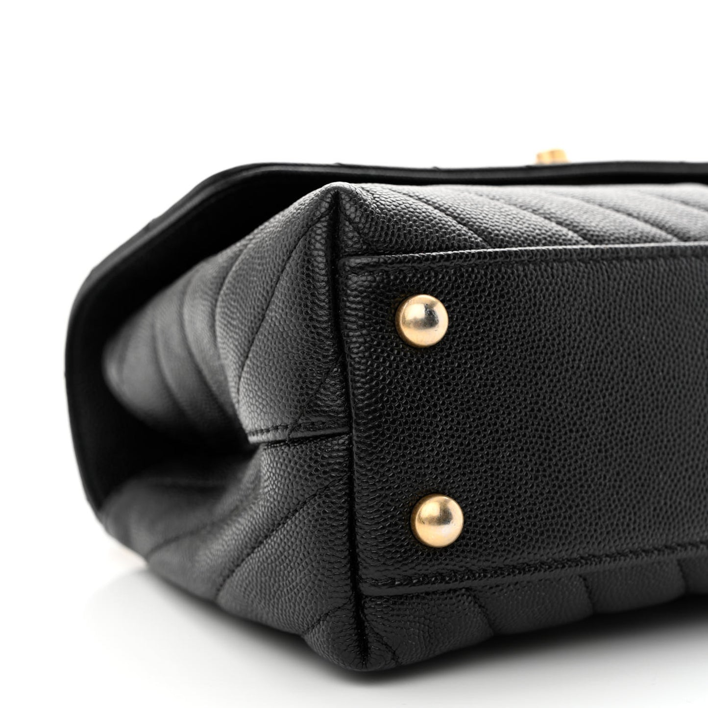 Caviar Chevron Quilted Mini Coco Handle Flap Black