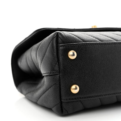 Chanel Caviar Chevron Quilted Mini Coco Handle Flap Black 9 of 10