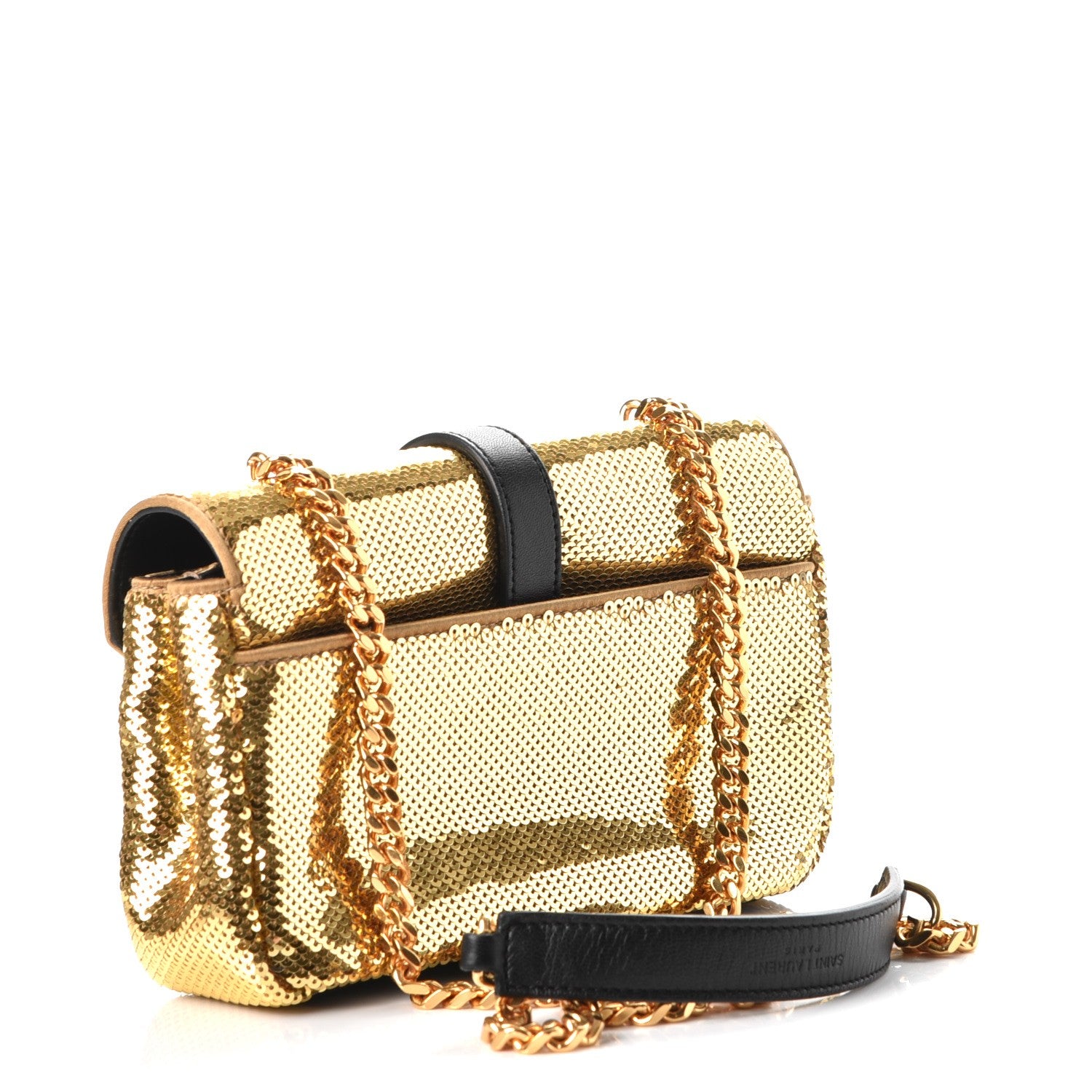 Saint Laurent Sequin Calfskin Classic Monogram Baby Crossbody Gold 3 of 8