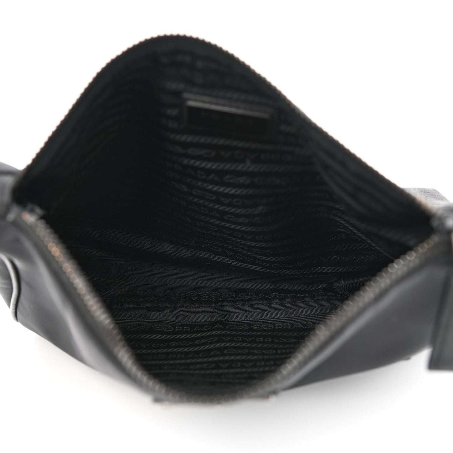 Re-Nylon Saffiano Pocket Zippered Shoulder Bag Black