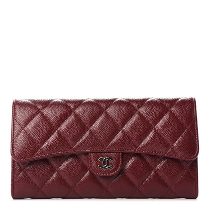 Chanel Caviar Quilted Large Gusset Flap Wallet Burgundy 1 of 9