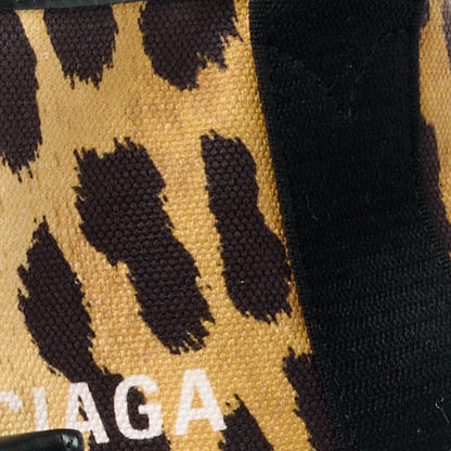 Balenciaga Cotton Canvas Satin Calfskin Leopard Print Navy Cabas XS Beige Black 10 of 12