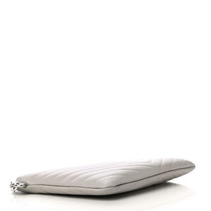 Saint Laurent Calfskin Matelasse Chevron Monogram A5 Wristlet Granite 4 of 11