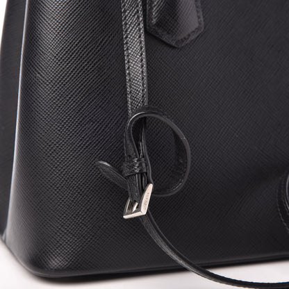 Prada Saffiano Cuir Small Double Bag Black Chrome 12 of 13
