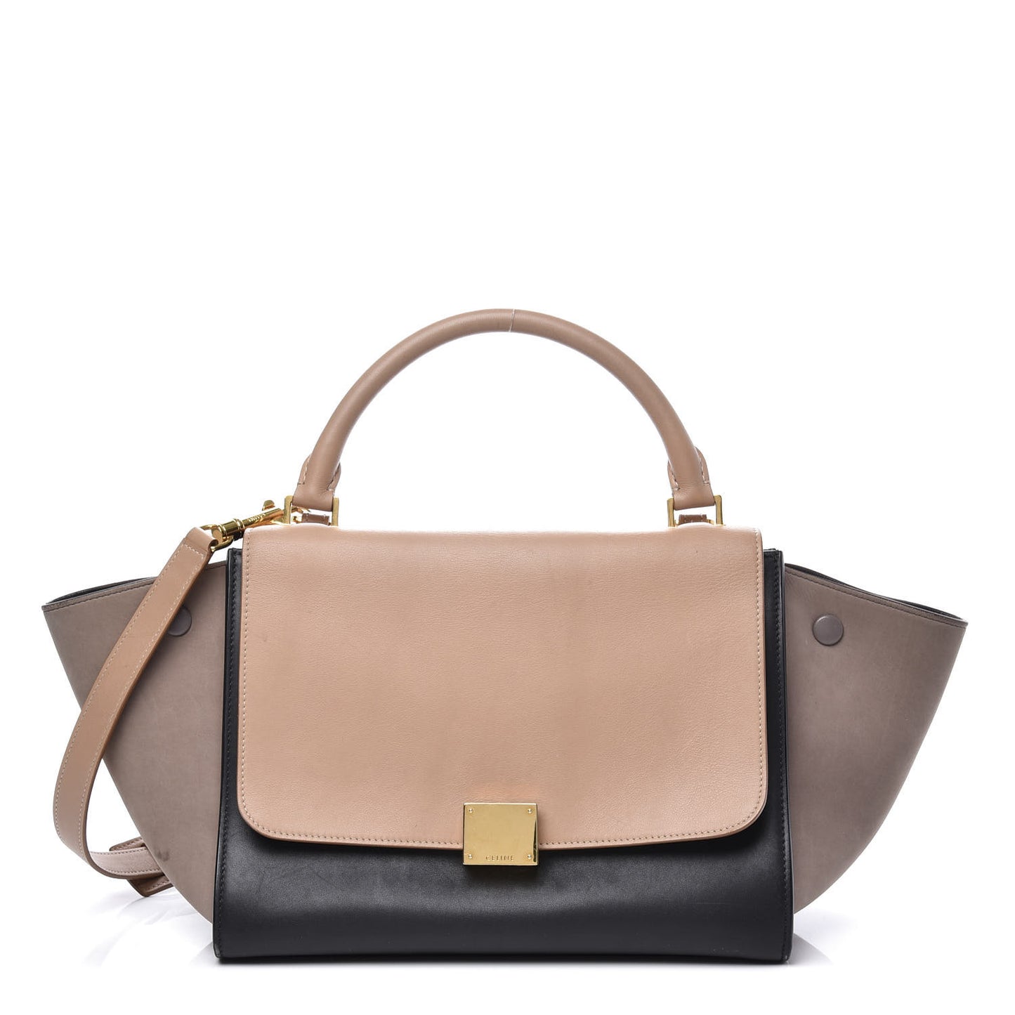 Smooth Calfskin Nubuck Small Tri-Color Trapeze Nude