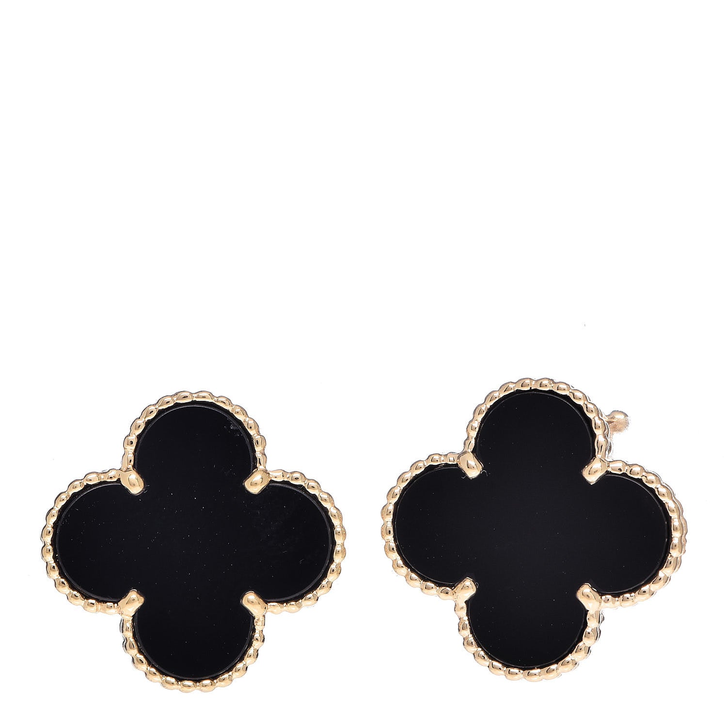 Van Cleef & Arpels 18K Yellow Gold Black Onyx Magic Alhambra Earrings 1 of 4