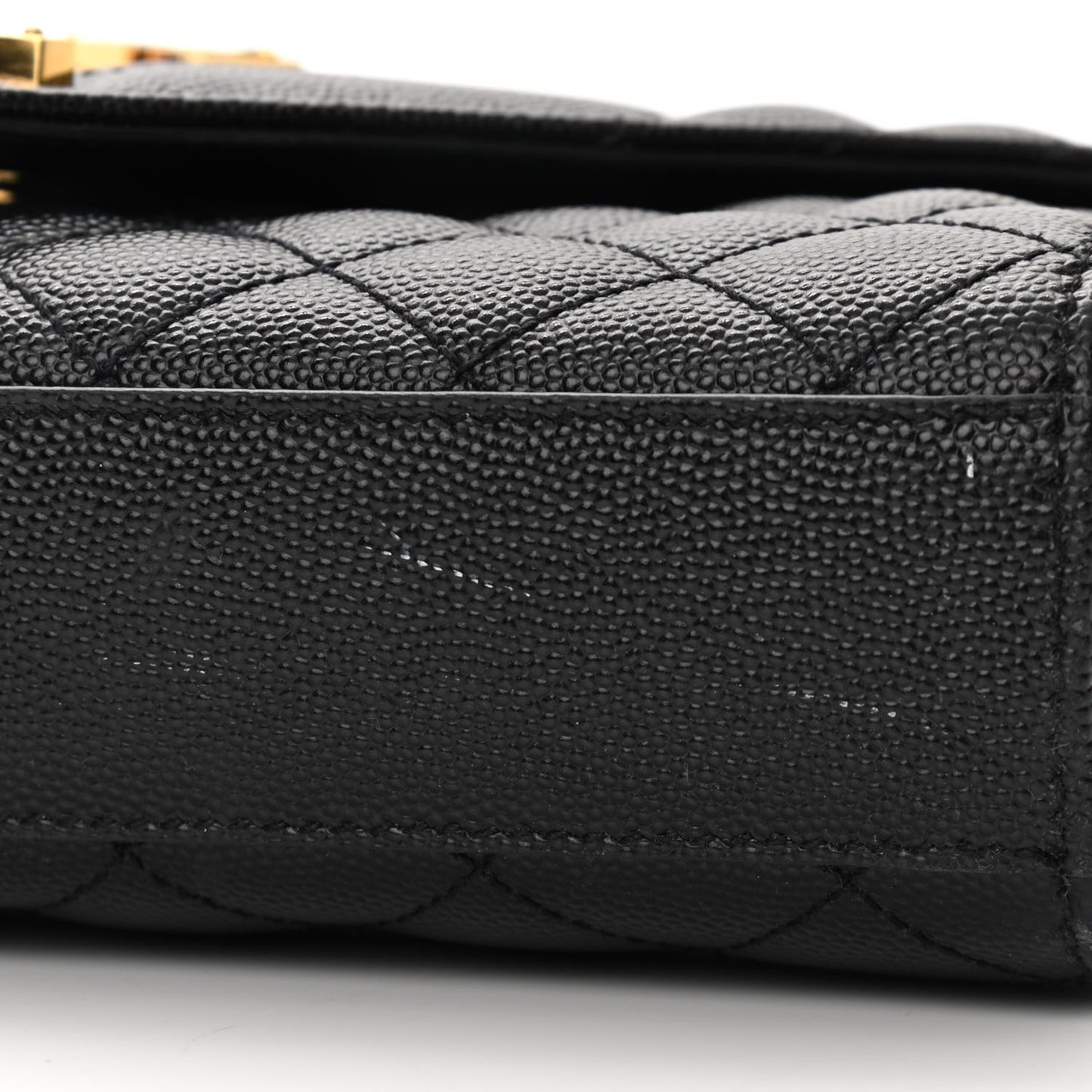 Grain De Poudre Textured Mixed Matelasse Triquilt Small Monogram Satchel Black