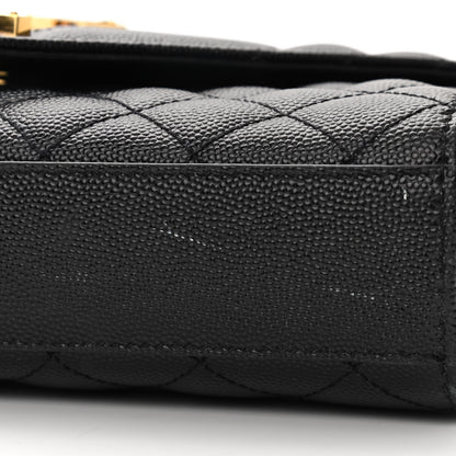 Saint Laurent Grain De Poudre Textured Mixed Matelasse Triquilt Small Monogram Satchel Black 10 of 11
