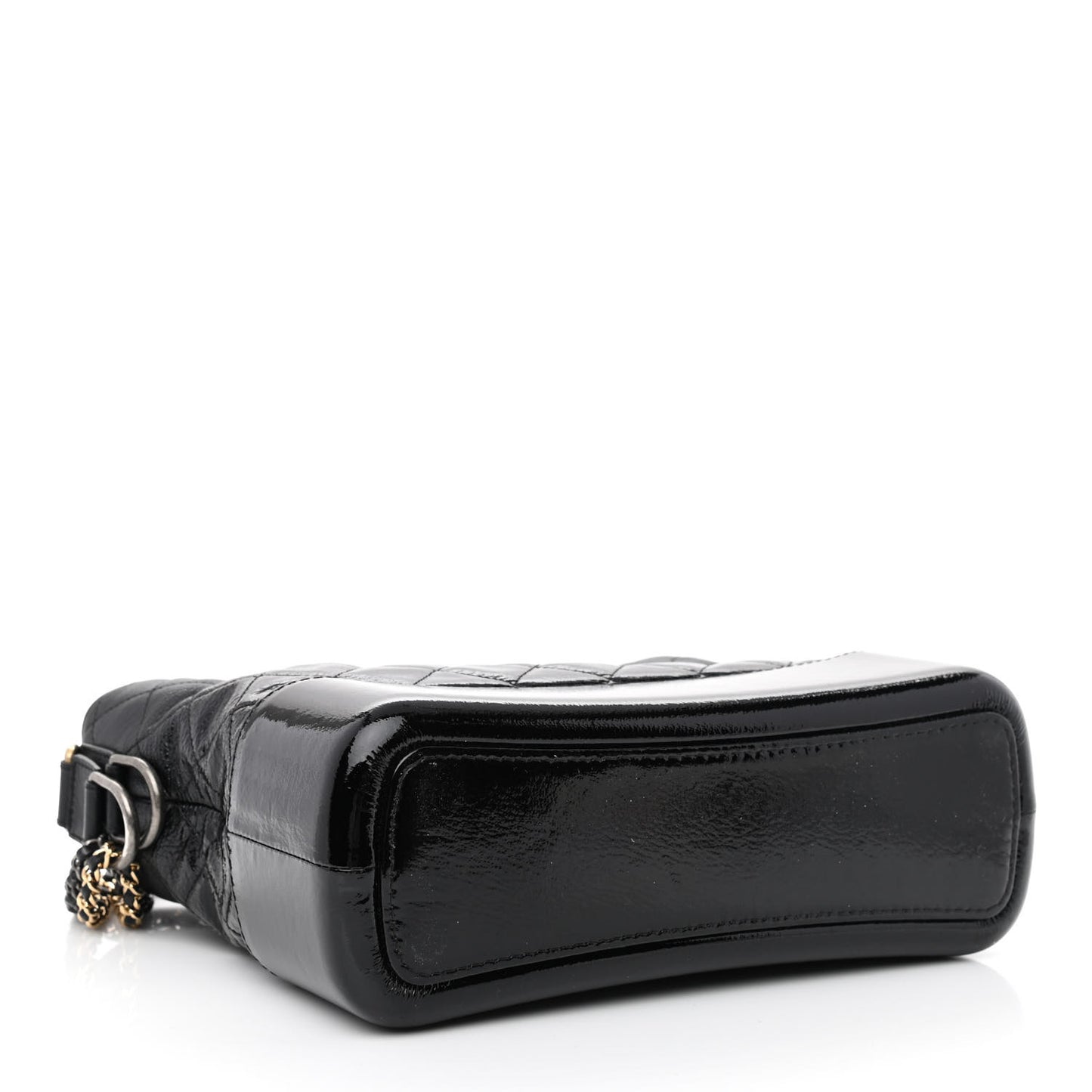 Patent Goatskin Quilted Medium Gabrielle Hobo Black