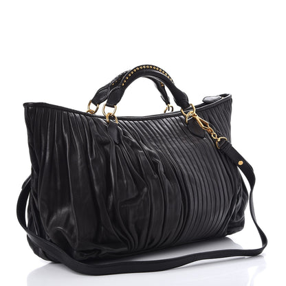 Miu Miu Vitello Lux Pleated Tote Nero Black 3 of 8