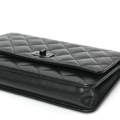 Chanel Aged Calfskin Quilted Reissue Wallet On Chain WOC So Black 9 of 9