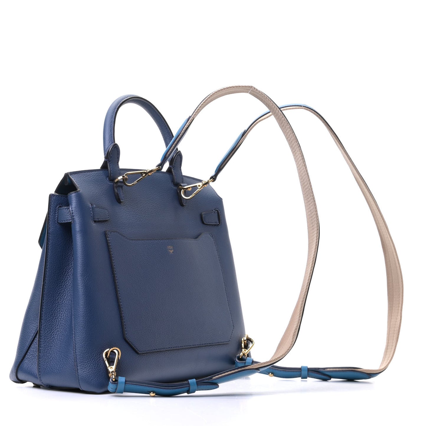 Grained Calfskin Large Milla Convertible Backpack Navy