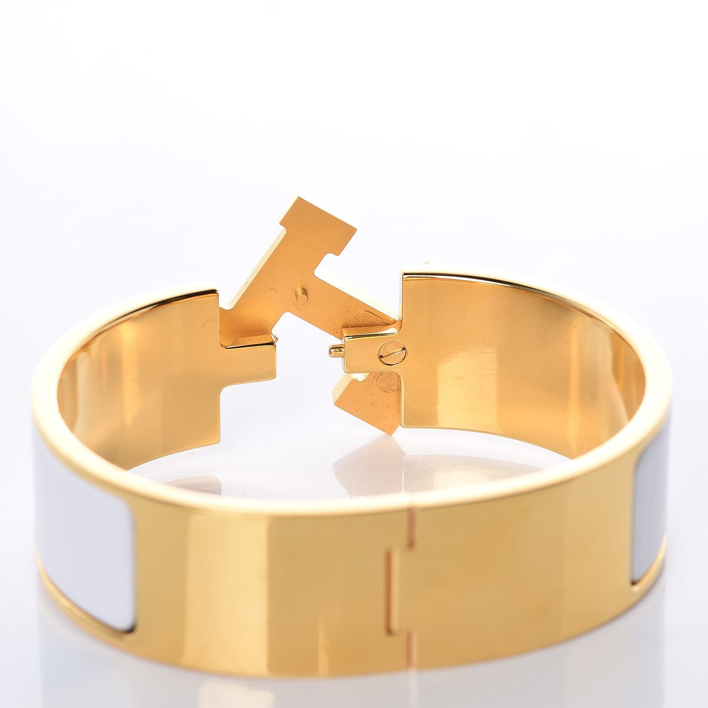 Enamel Wide Clic Clac H Bracelet GM White