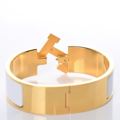 Hermes Enamel Wide Clic Clac H Bracelet GM White 4 of 6
