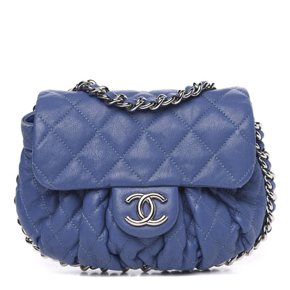 Chanel Washed Lambskin Quilted Mini Chain Around Flap Blue 1 of 15