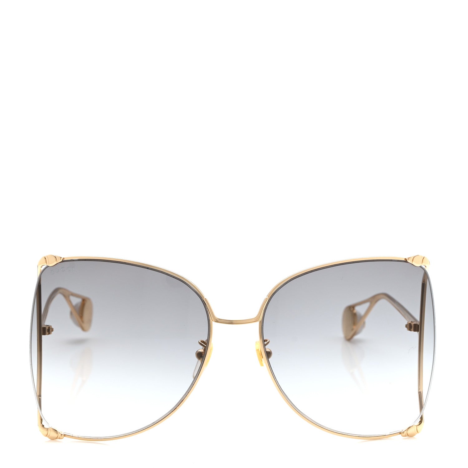 Gucci Oversized Round Sunglasses GG0252S Gold Brown 2 of 9