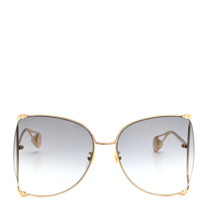 Gucci Oversized Round Sunglasses GG0252S Gold Brown 2 of 9