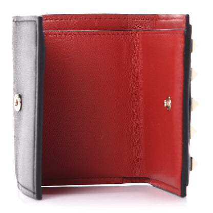 Valentino Garavani Calfskin Bi-Color Small Rockstud Wallet Black Rouge Pur 5 of 11