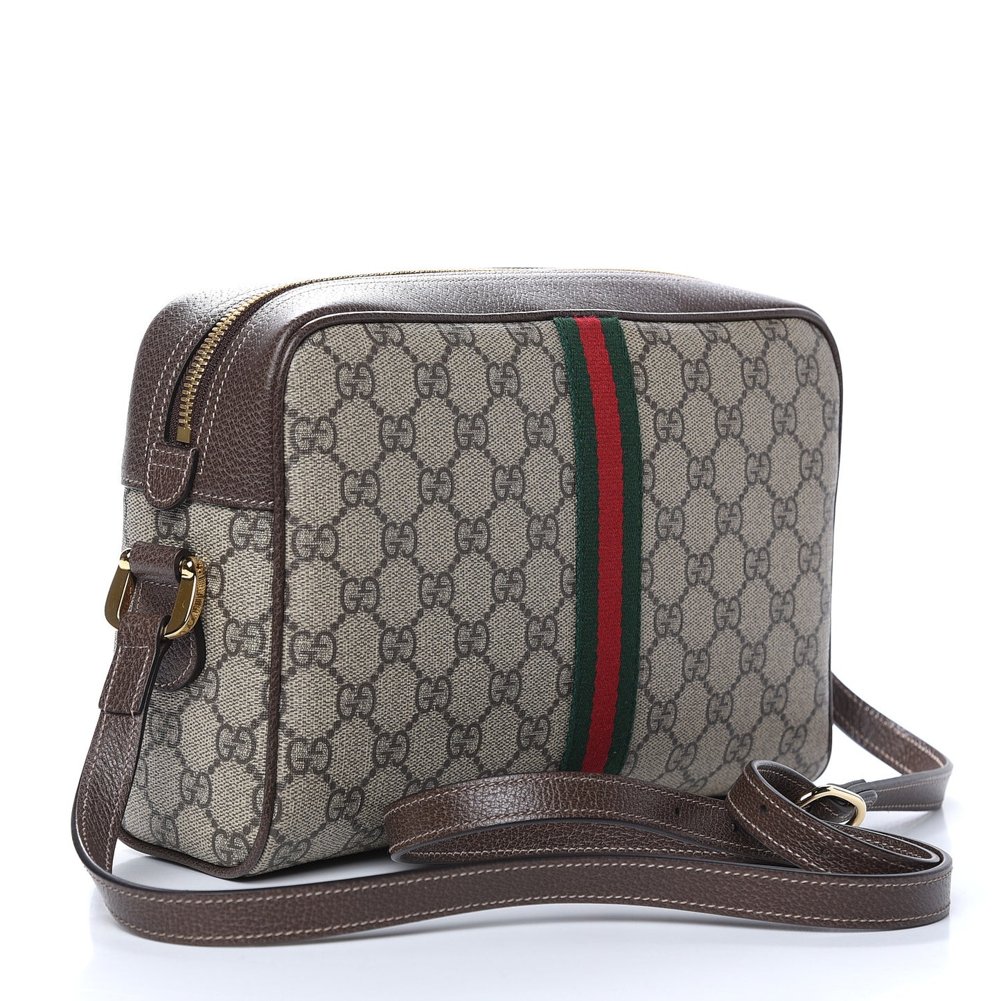 GG Supreme Monogram Web Small Ophidia Shoulder Bag Brown