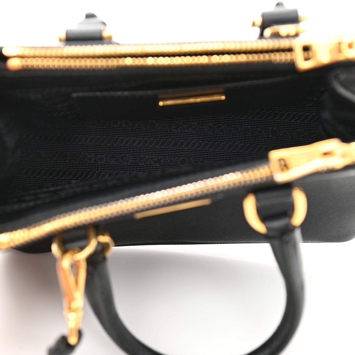Saffiano Mini Galleria Double Zip Tote Black