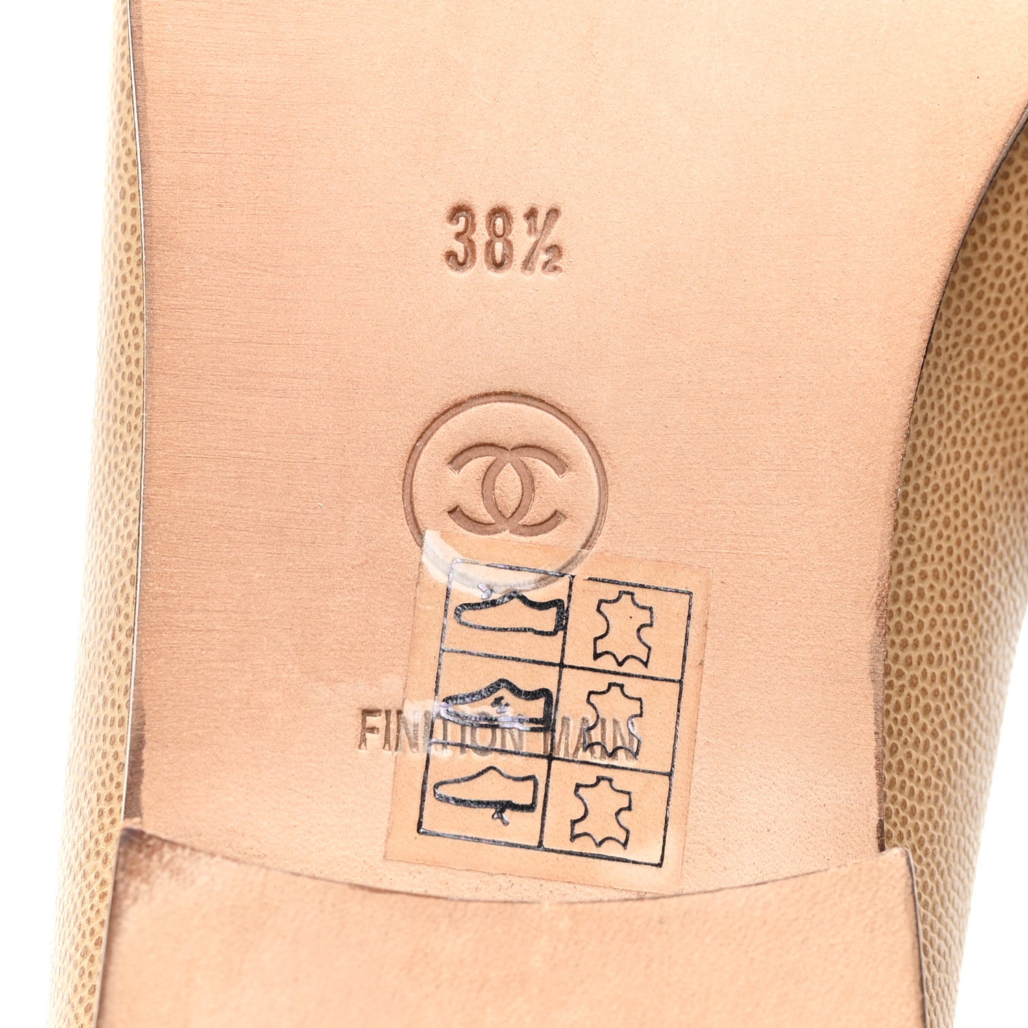 Chanel Caviar Logo Plate Moccasin Loafers 38.5 Beige 7 of 9