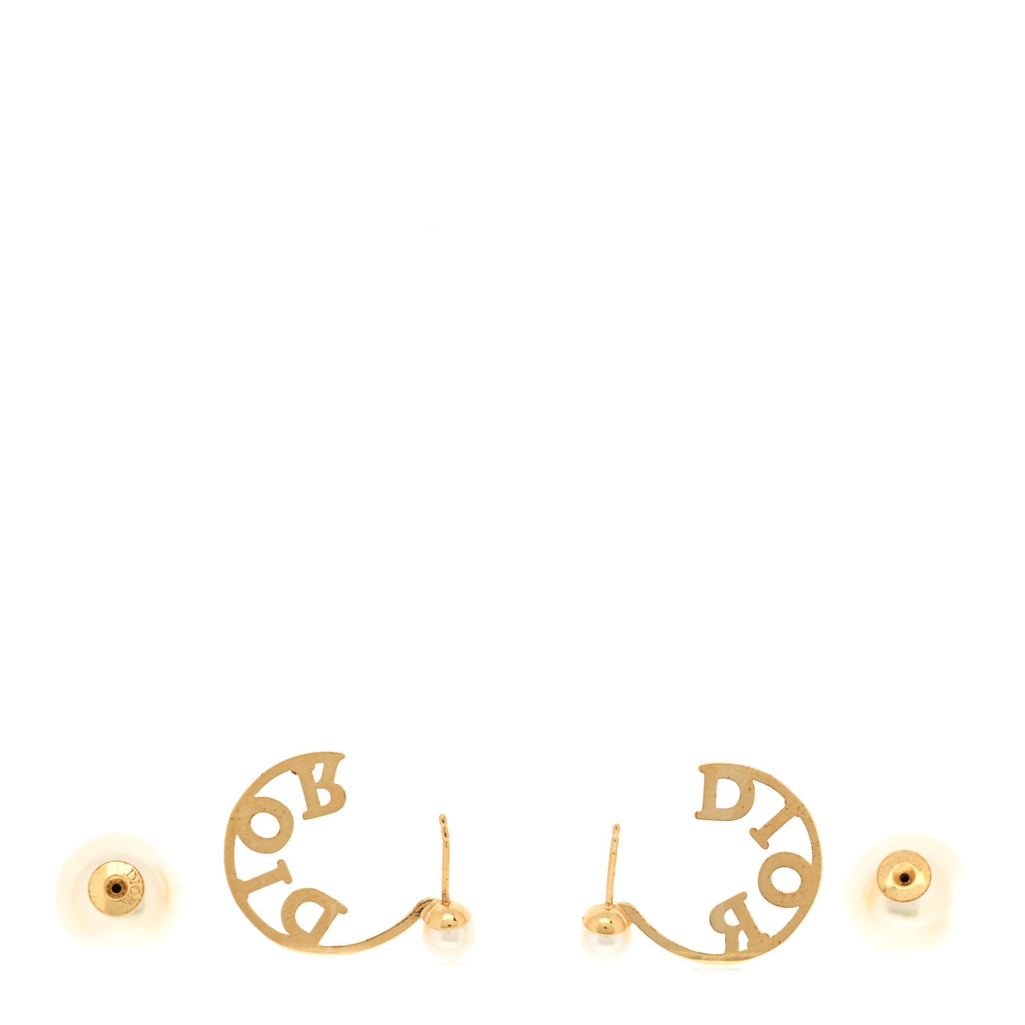 Metal Pearl Crystal Logo Tribales Earrings Gold