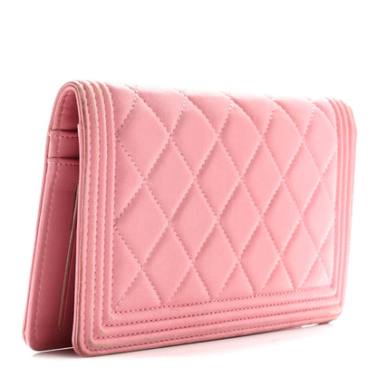 Chanel Lambskin Quilted Boy Yen Wallet Pink 5 of 20