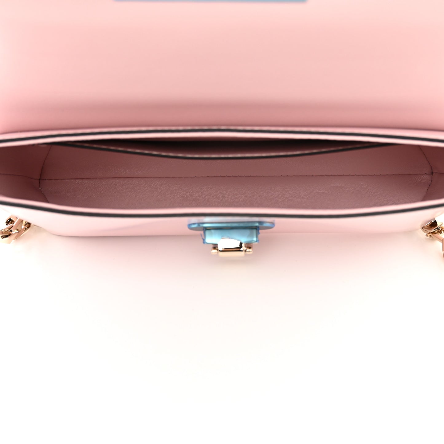 Brushed Calfskin Rockstud Flip Lock Chain Shoulder Bag Rose Quartz