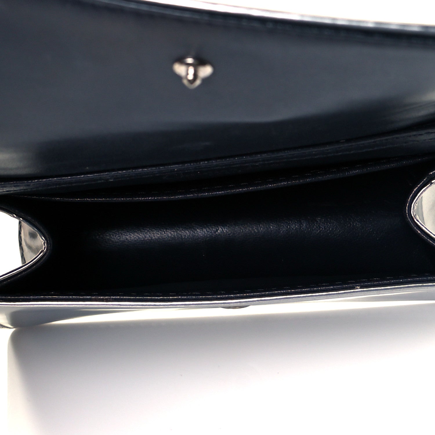 Christian Dior Metallic Patent Micro-Cannage Baby Diorama Flap Bag Silver 5 of 8