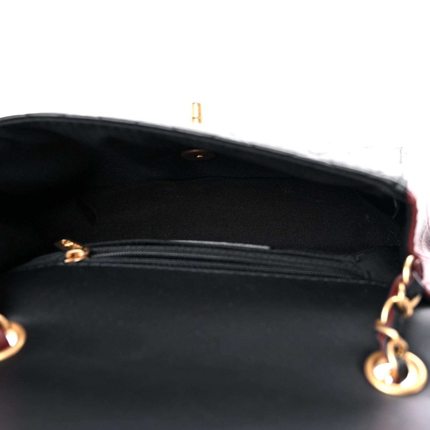 Chanel Calfskin Quilted Small Strap Into Flap Bag Black Brown 5 of 11