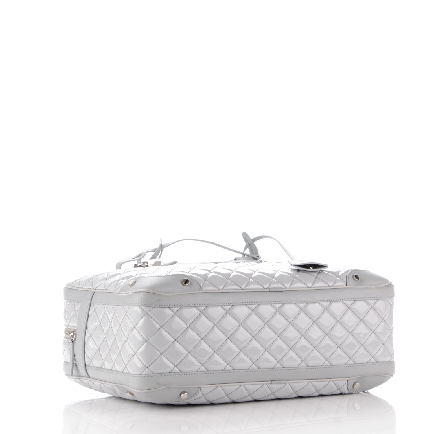 Chanel Vinyl Calfskin Viaggio Travel Bag Light Grey 4 of 10