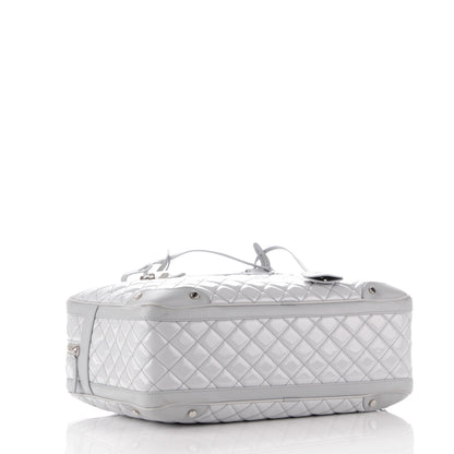Chanel Vinyl Calfskin Viaggio Travel Bag Light Grey 4 of 10