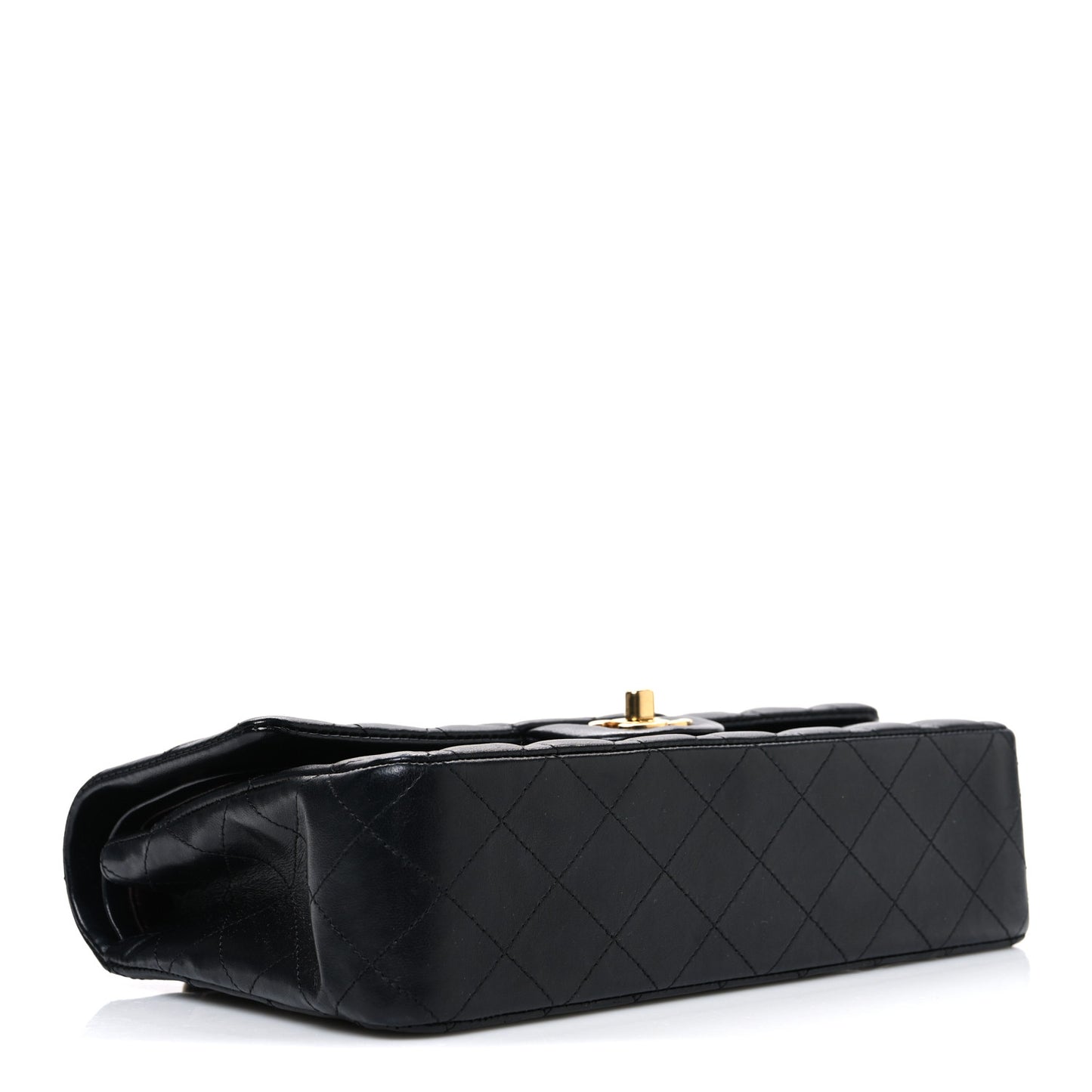 Lambskin Quilted Medium Double Flap Black