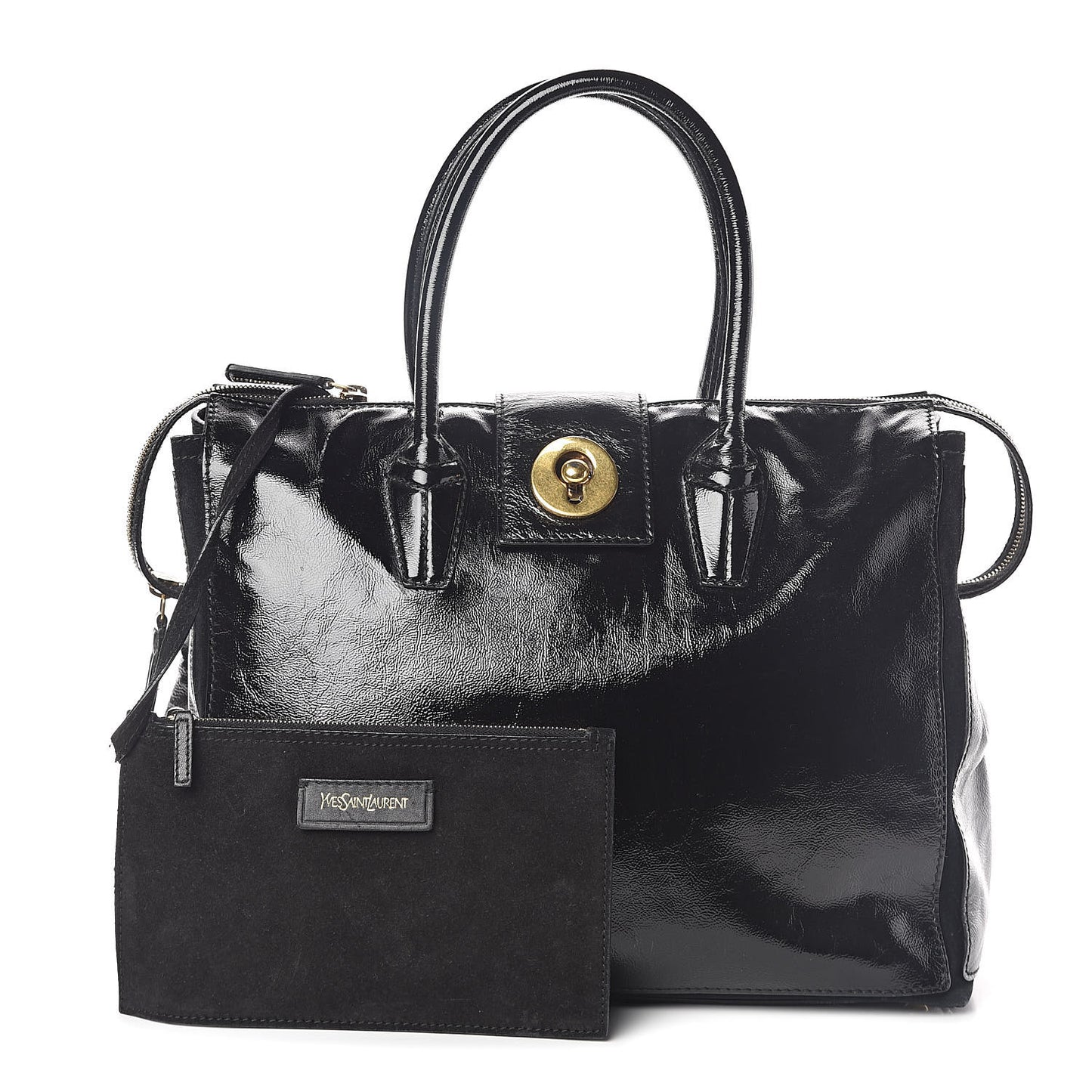 Textured Patent Muse Two Cabas Black