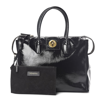 Saint Laurent Textured Patent Muse Two Cabas Black 1 of 9