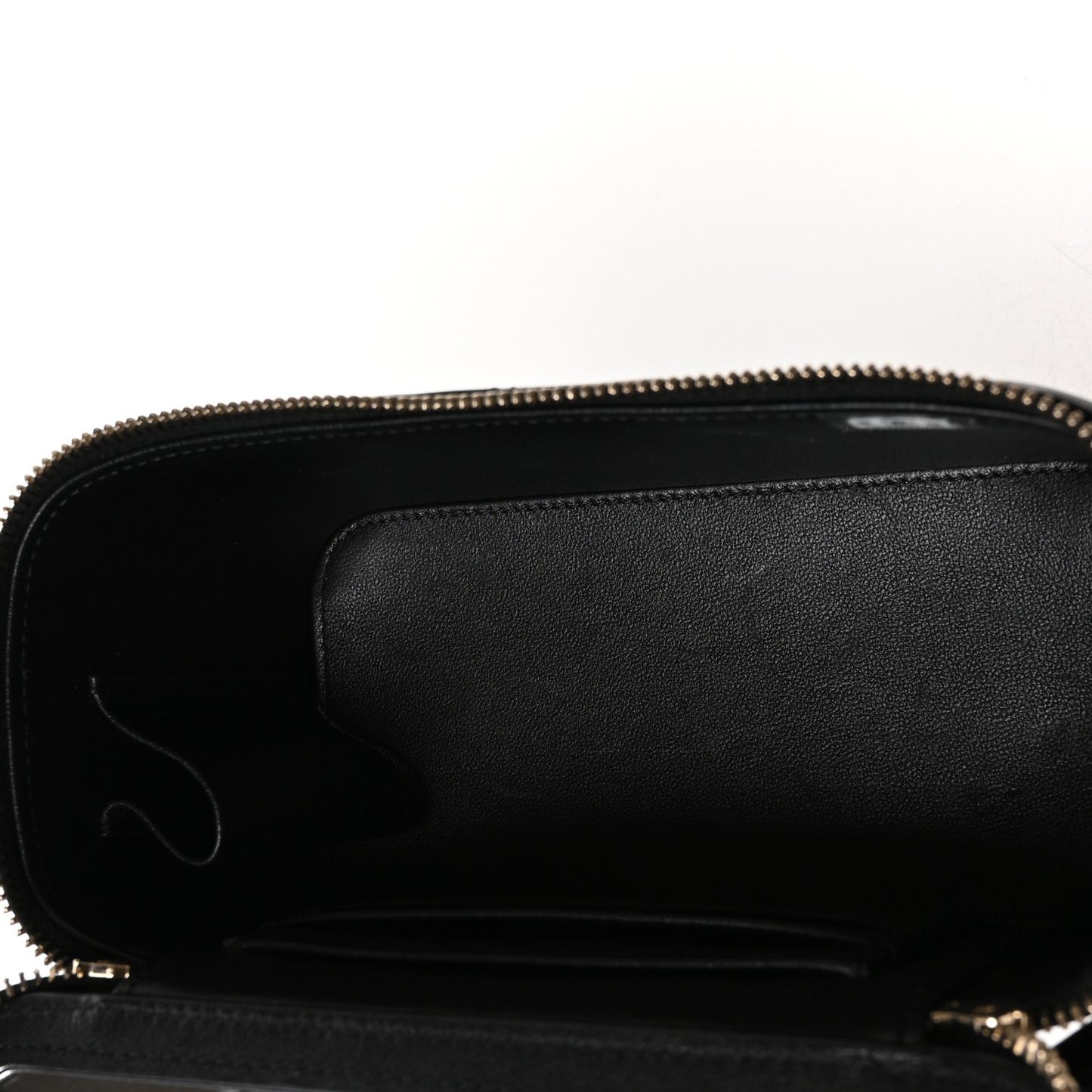 Lambskin Quilted Small Pillow Crush Vanity Case With Chain Black