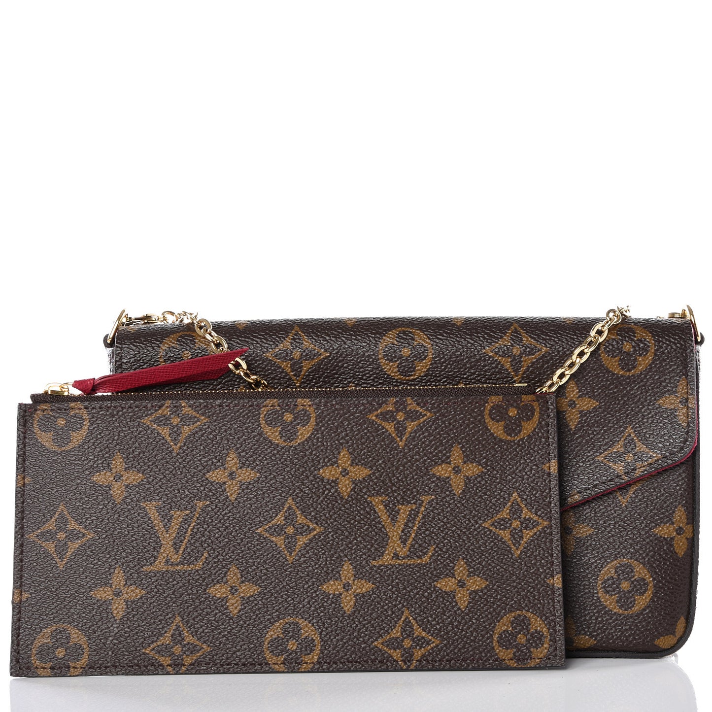 Monogram Pochette Felicie Chain Wallet Fuchsia