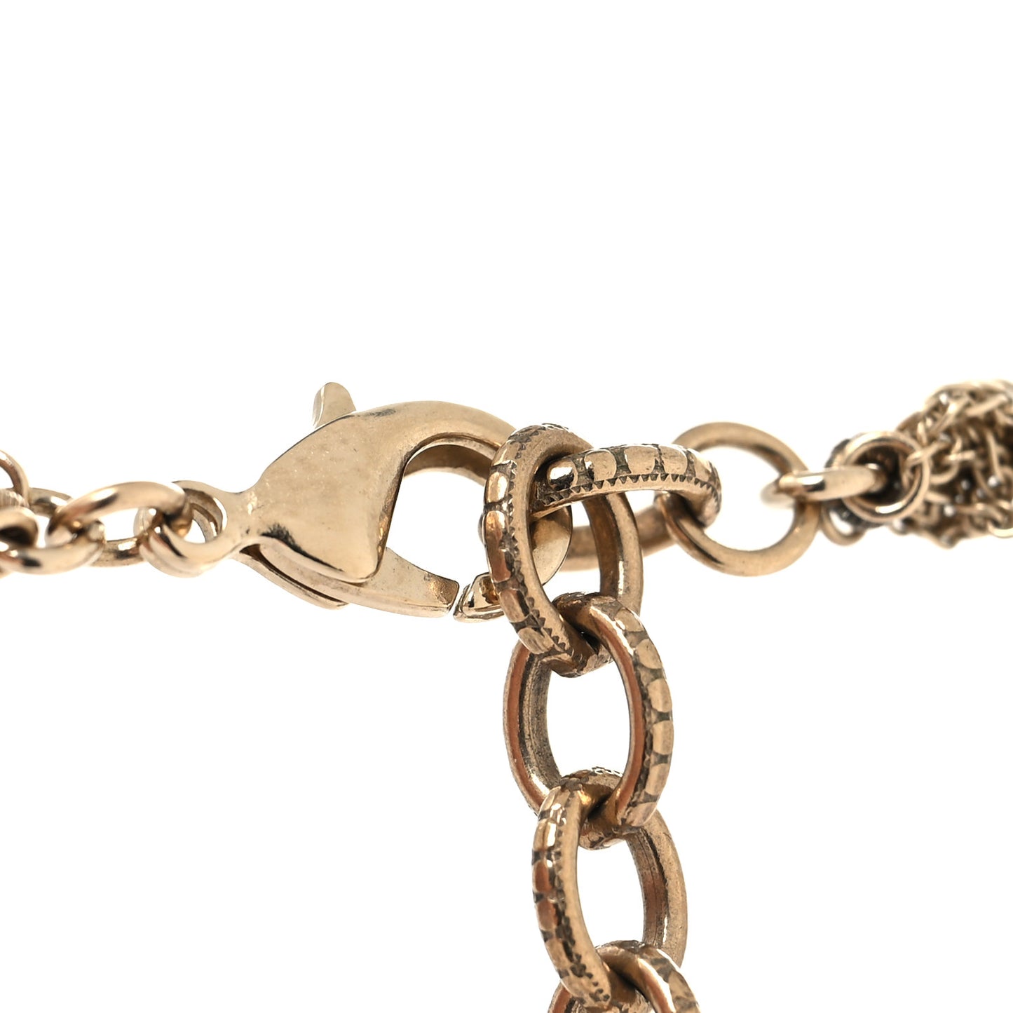 Pearl Crystal Bead Chain CC Long Necklace Gold